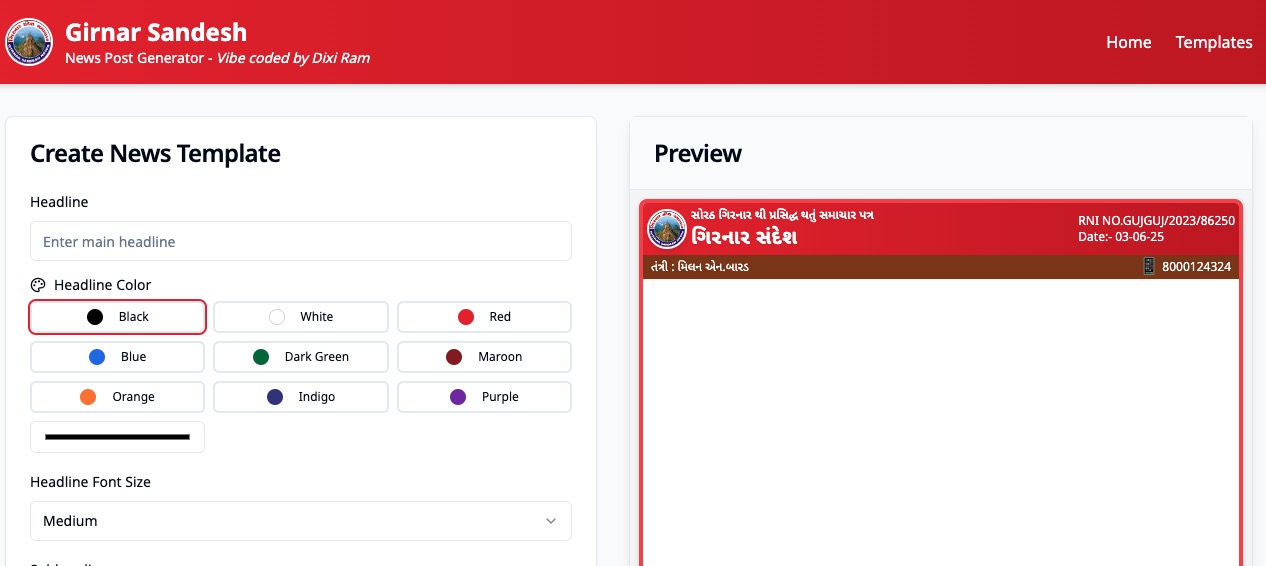 Instagram News Post Generator screenshot