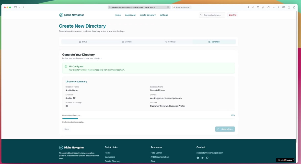 Niche Navigator screenshot