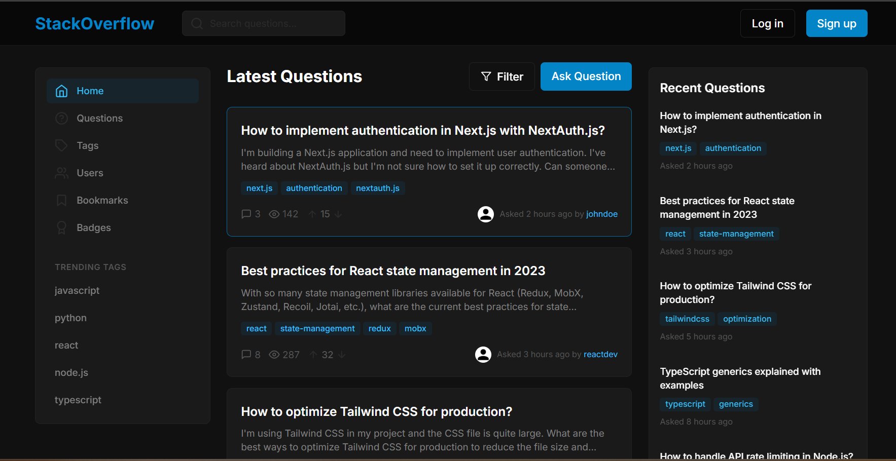Stack Overflow UI Reimagined screenshot
